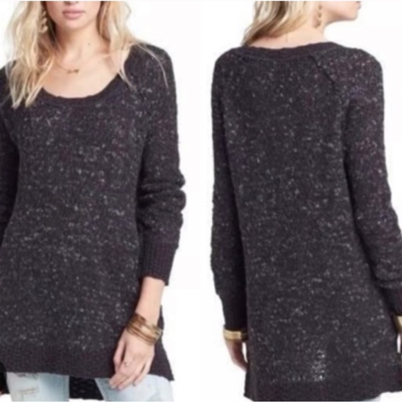 Free People Sweaters - Free People Jeepster Wool Honeycomb Sweater Charcoal Gray Women’s Large